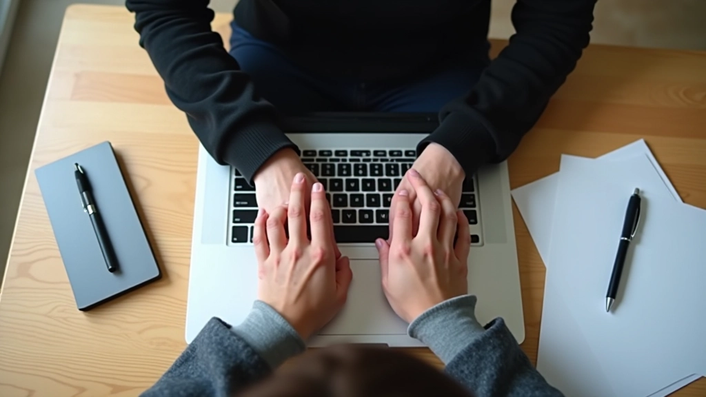 Ruke osobe kucaju na laptopskoj tipkovnici s papirom i olovkom do strane